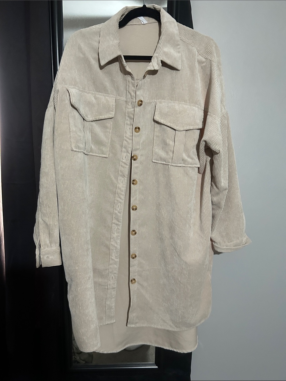 Live 4 Truth Beige Corduroy Button-Up Shirt Dress